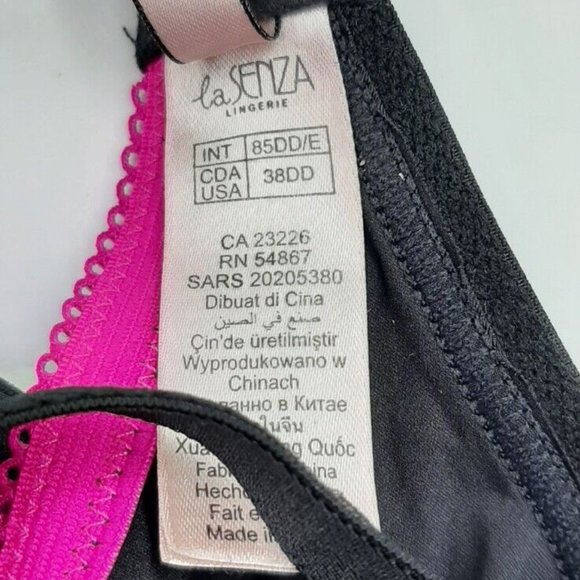 La Senza Bra 38DD Black and Magenta Lace Accents Criss Cross Front Push Up - Picture 6 of 6